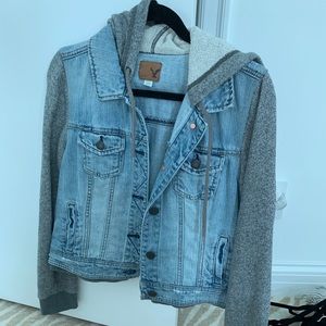 American Eagle Jean Jacket Grey Sweater